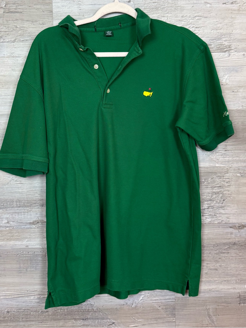 Official Masters Tournament Mens Medium Green Pima Cotton Golf Polo Shirt